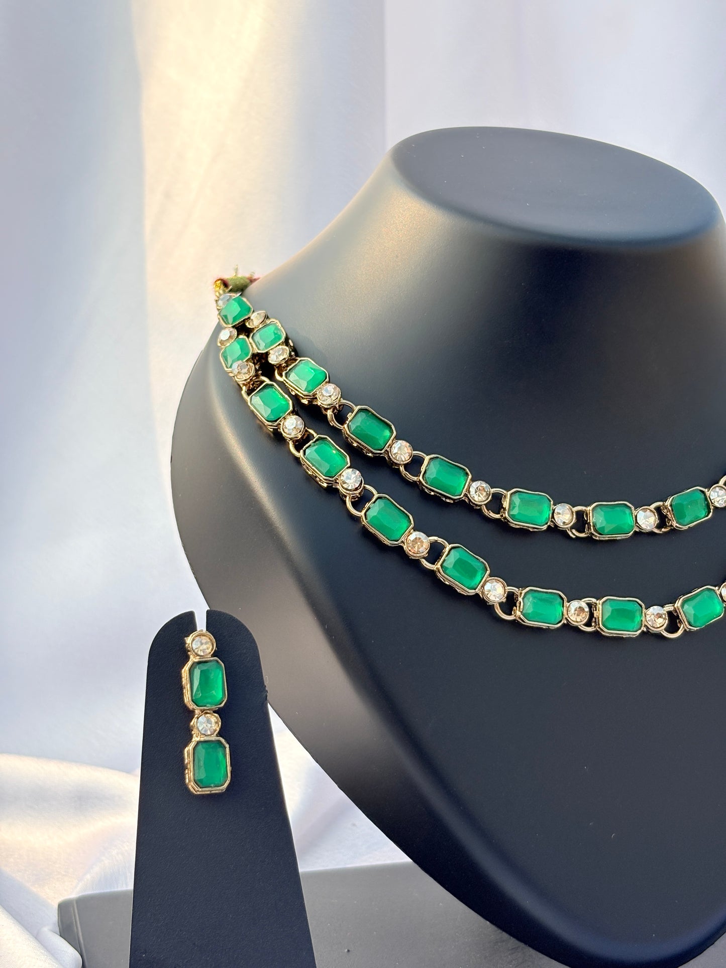 Eshika Emerald Layered Necklace Set