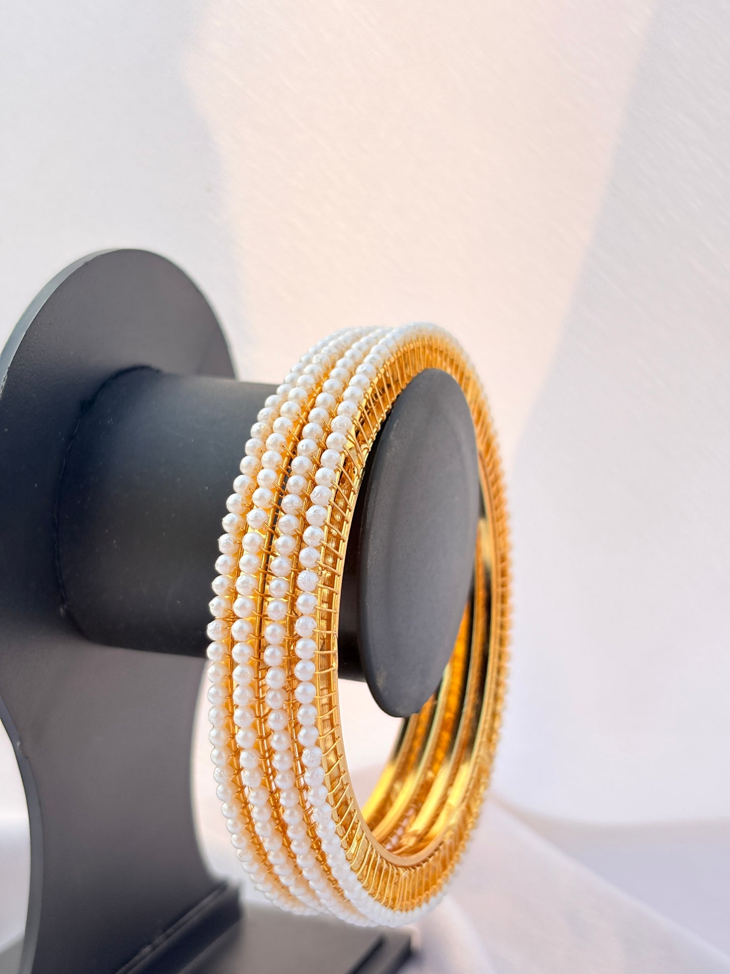 Ivory Lattice Pearl Bangles