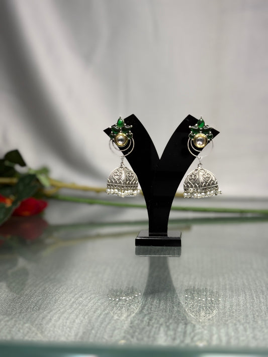 Vanmala Emerald Temple Jhumkas