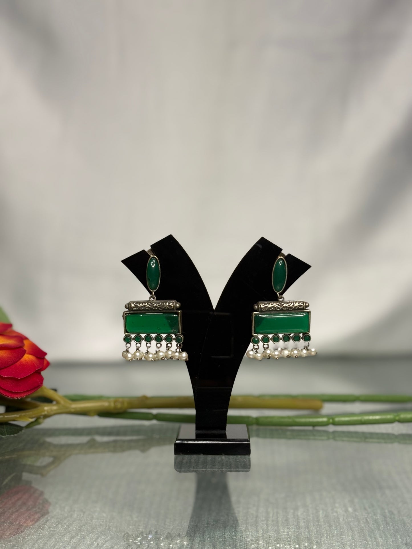 Vanika Emerald Pearl Jhumka