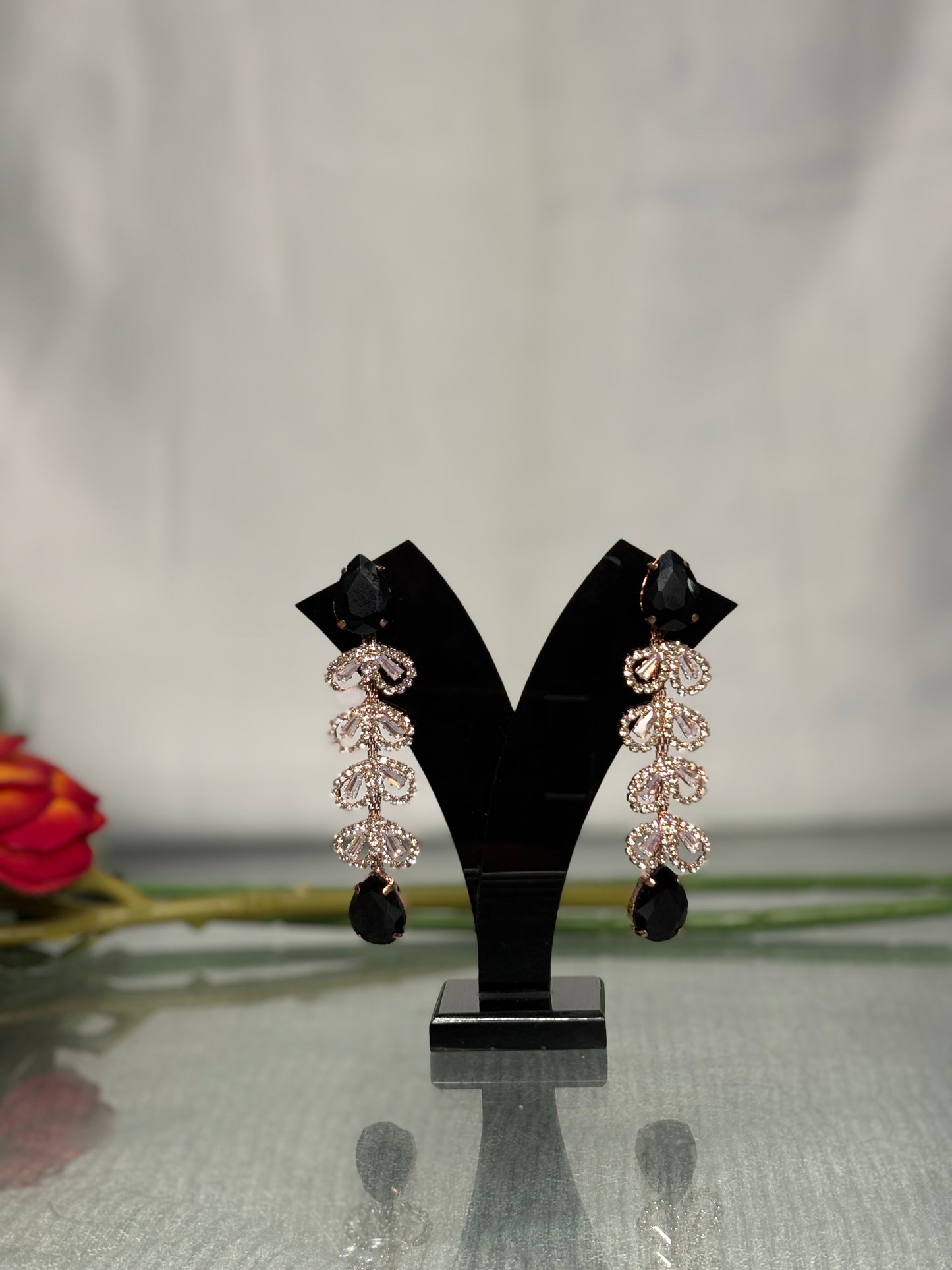 Shaamika Noir Crystal Vine Drops