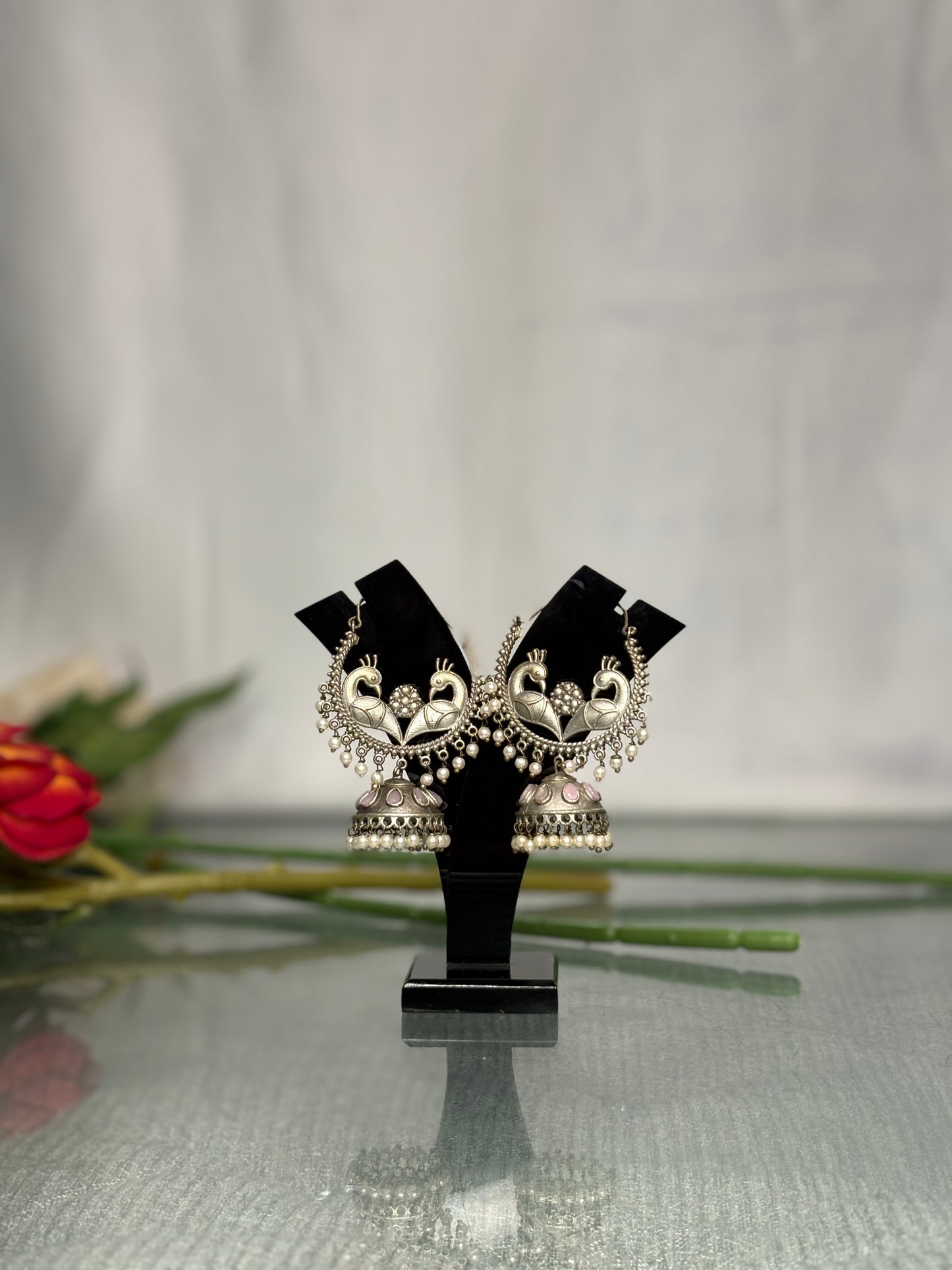 Rajkumari Peacock Pearl Jhumkas