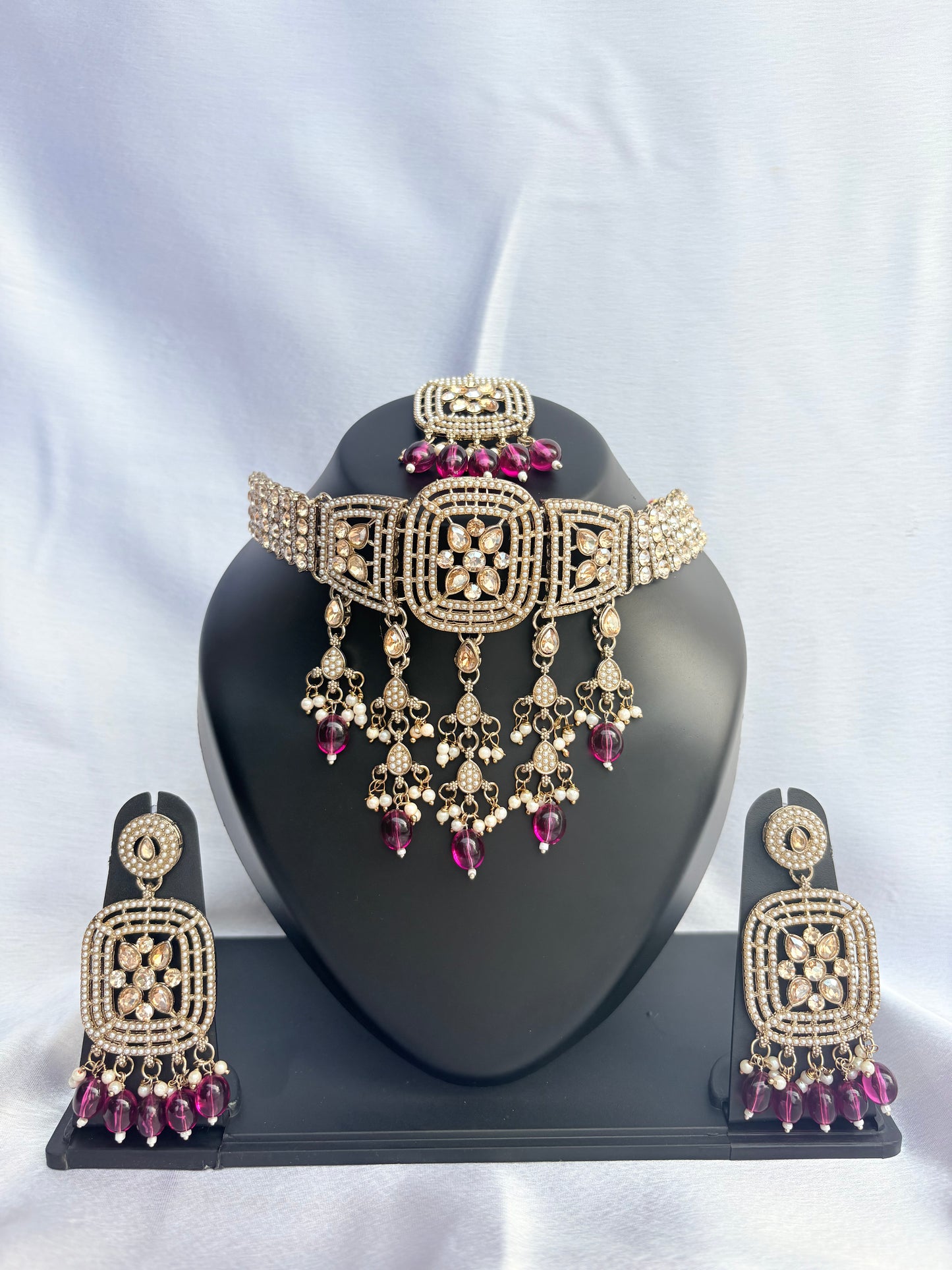 Rangmahal Ruby Kundan Necklace Set