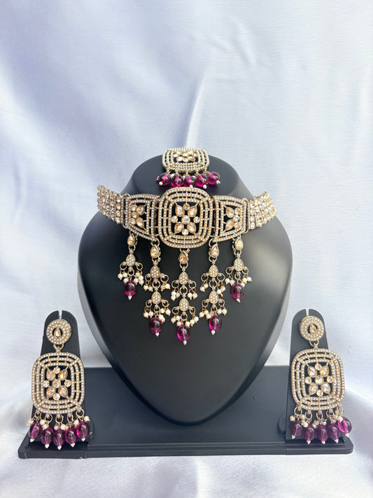 Rangmahal Ruby Kundan Necklace Set
