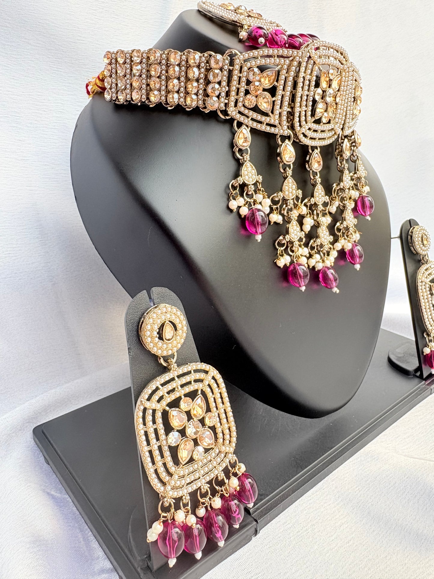 Rangmahal Ruby Kundan Necklace Set