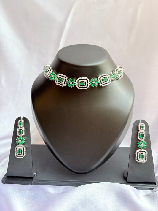Aafreen Emerald Court Necklace Set