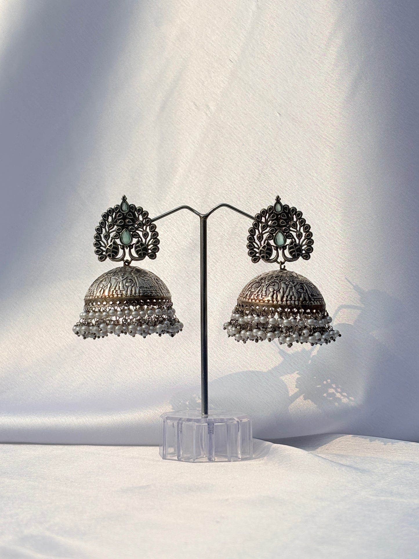 Royal Peacock Pearl Jhumkas