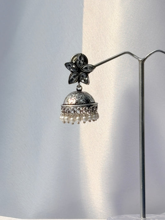 Midnight Petal Jhumkis