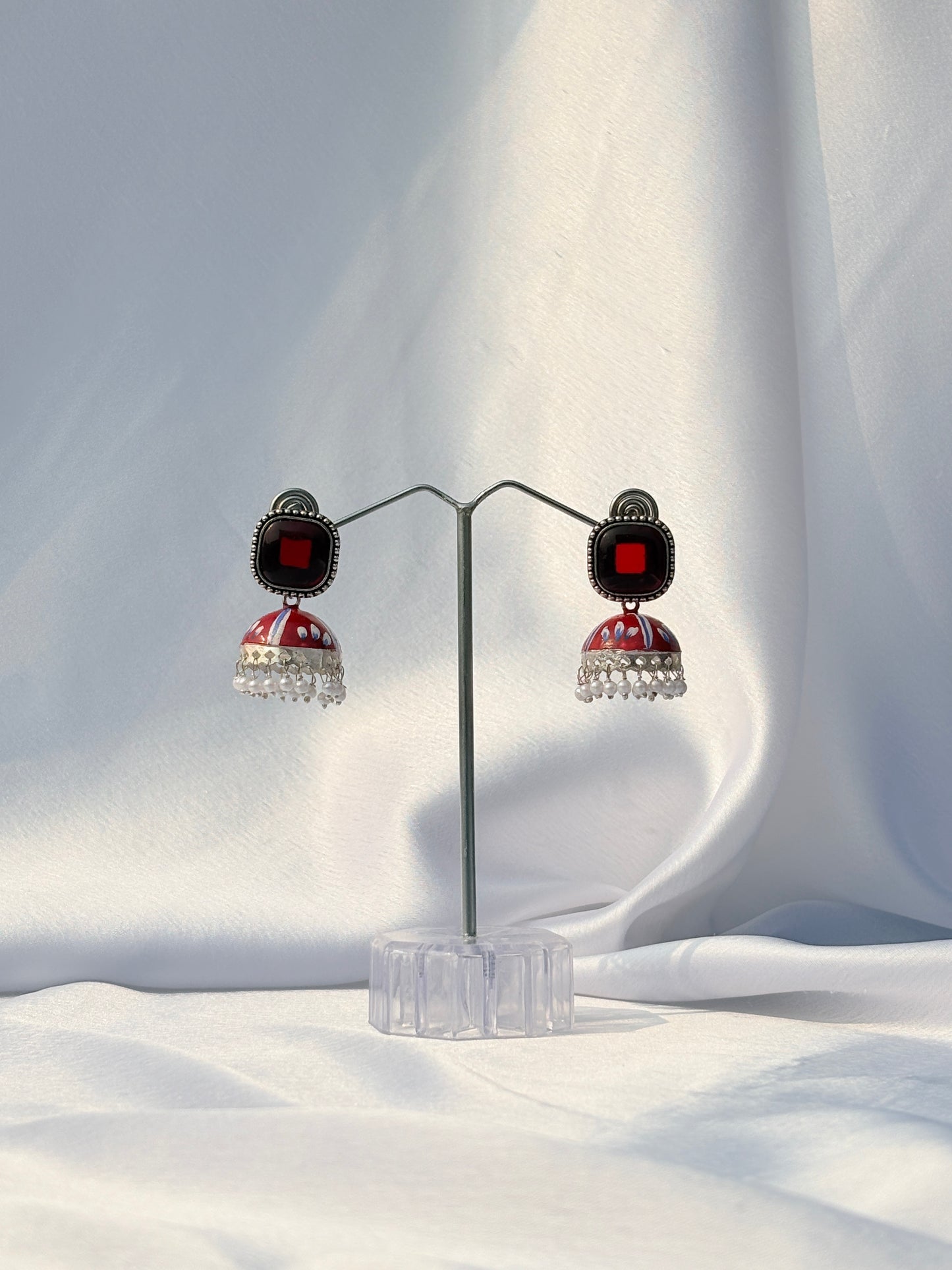 Crimson Charm Jhumkis