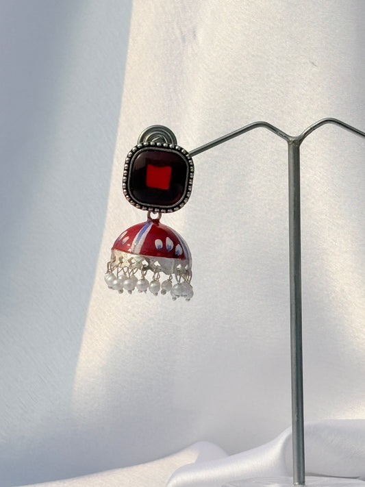 Crimson Charm Jhumkis