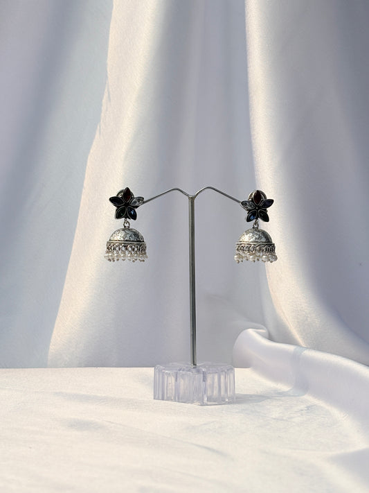Noir Floral Jhumkas