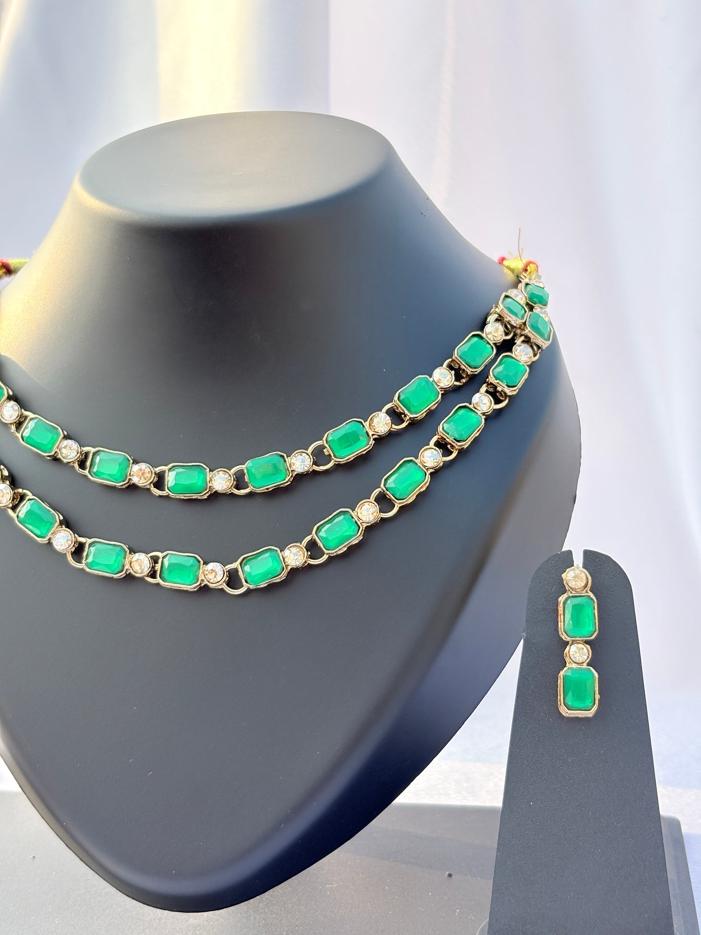 Eshika Emerald Layered Necklace Set