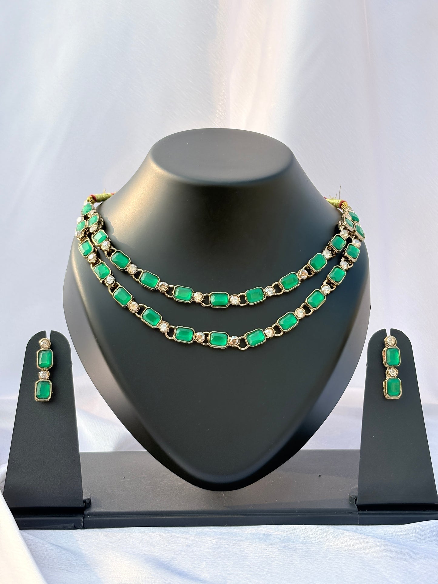 Eshika Emerald Layered Necklace Set