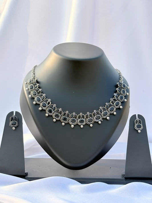 Tarini Antique Silver Collar Set