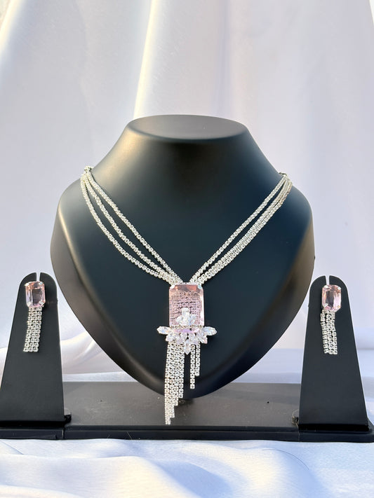 Zehra Crystal Cross Tassel Necklace Set