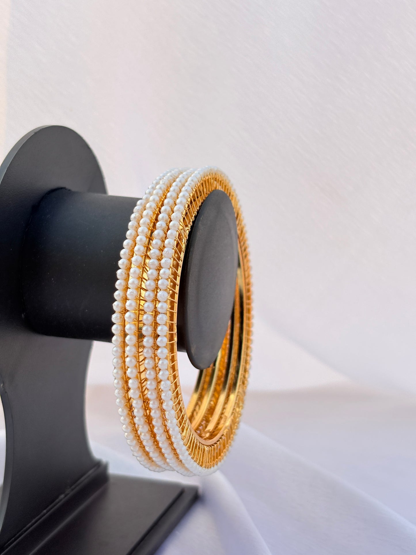 Ivory Lattice Pearl Bangles