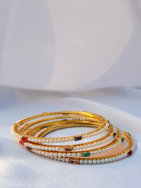 Navrang Pearl Halo Bangles
