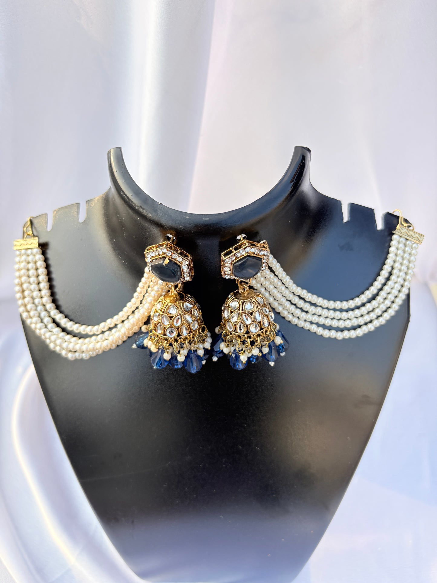 Rajwada Neel Pearl Bahubali Jhumkas