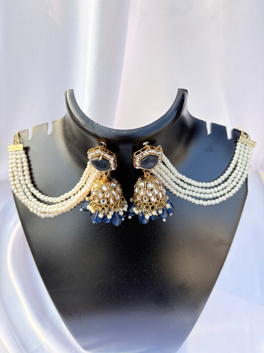 Rajwada Neel Pearl Bahubali Jhumkas