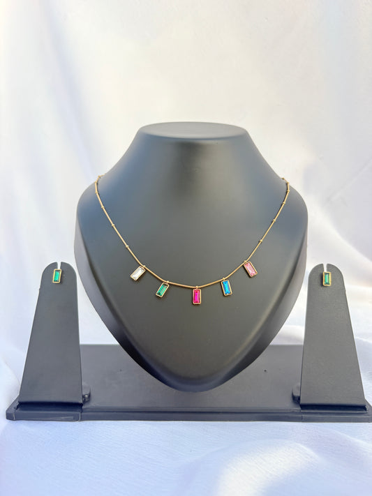 Prism Bar Charm Necklace Set